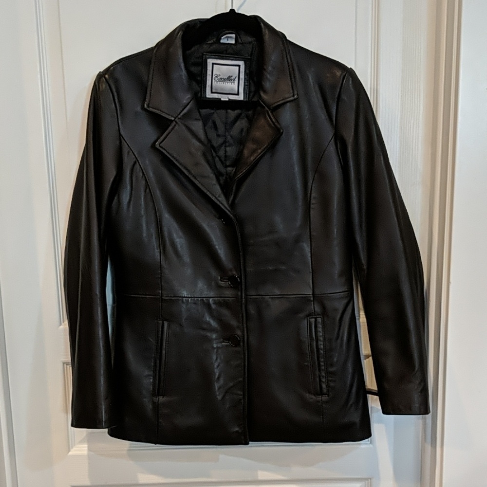 Women's black leather jacket
